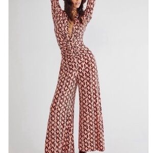 Free People Shayla Wide Leg Geometric Jumpsuit